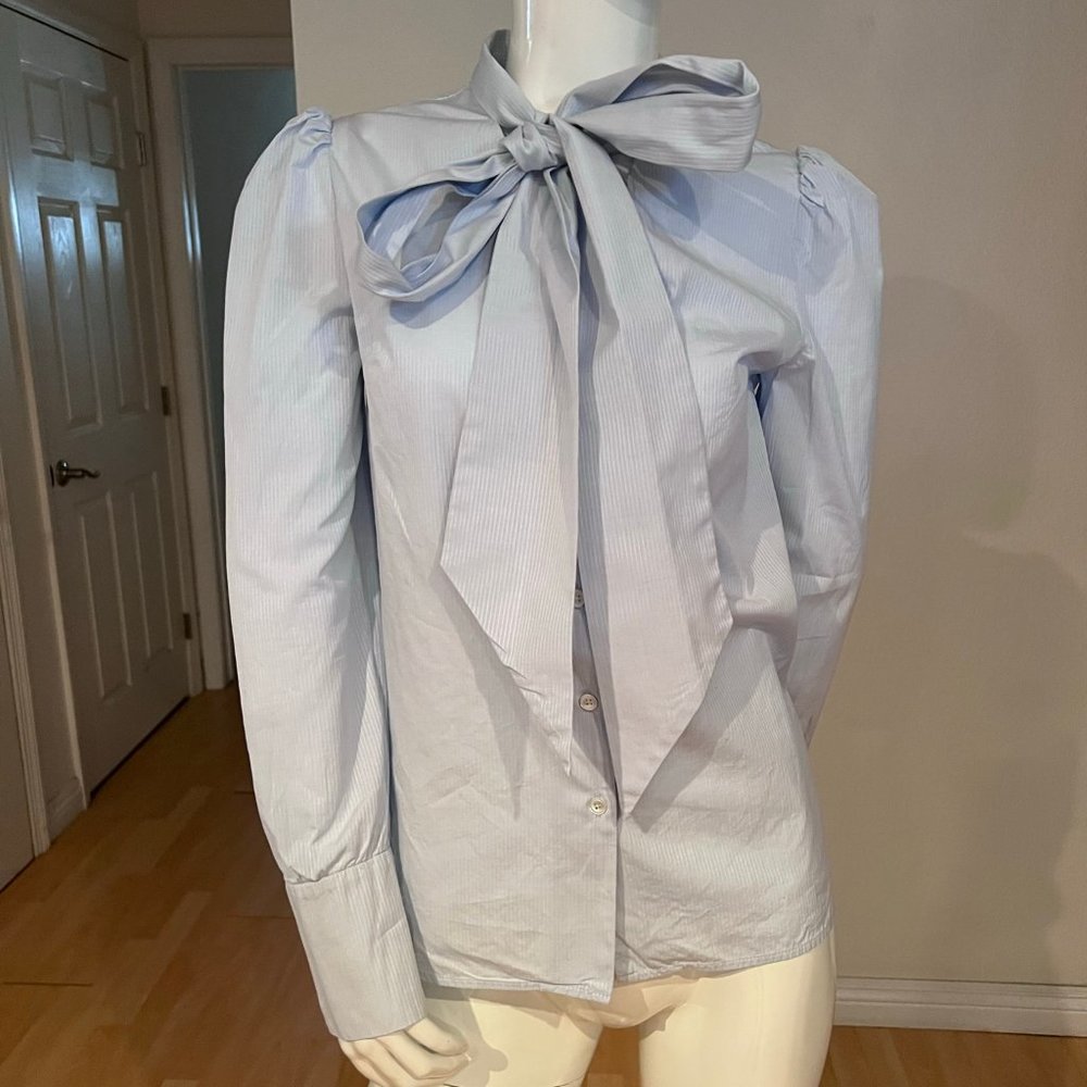 $430 RACIL AGATA  BOW COTTON BLOUSE SIZE 38 FR / 6 US